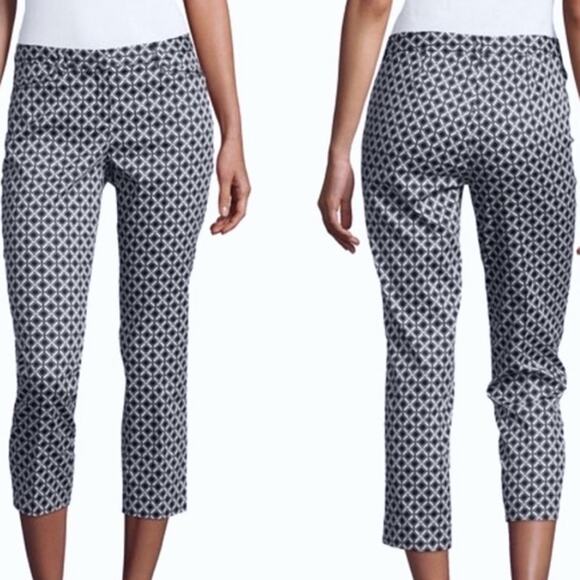 Laundry by Shelli Segal Blue & White Slim Fit Cropped Pants Women's Size 6 - Picture 1 of 9